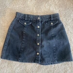 BDG Black Denim Mini Skirt | High Waisted Button Front | Y2K
